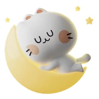 💬 кот, луна, спящий, звезды, милый, каваий, сон telegram sticker
