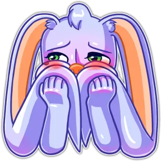 ☺️ кролик, зайчик, грустный, мультфильм, животное, персонаж telegram sticker