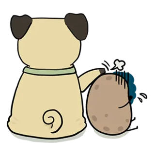 😔 Hund, Mops, Kartoffel, Cartoon, Süß, Haustier telegram sticker