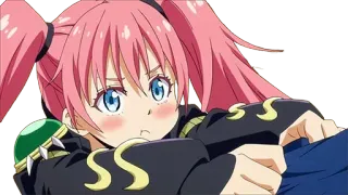 🥺 Milim Nava That Time I Got Reincarnated as a Slime Anime, Milim Nava, Pelo rosa, Chica anime, Reencarnado en slime, Isekai whatsapp sticker