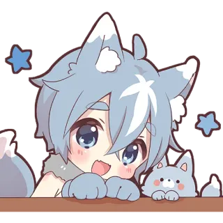☺️ Anime, Lobo, Kawaii, Fofo, Desenho animado, Animal telegram sticker