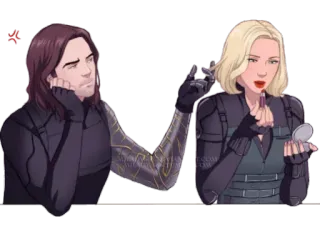😁 Bucky Barnes, Black Widow sticker, cartoon, comic, superhero, marvel telegram sticker