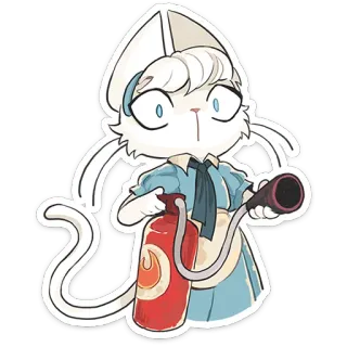 😳 猫, 漫画, 消火器, 制服, イラスト telegram sticker