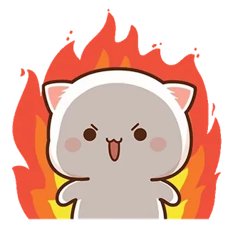 ⭐ angry, cute, fire, cartoon, cat telegram sticker