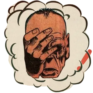 ☹️ Facepalm, Enttäuschung, Comic, Vintage telegram sticker