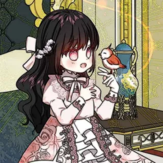 🐈‍⬛️ ragazza, uccello, anime, carino, vestito, fantasy whatsapp sticker