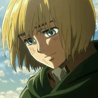 🙂 Armin Arlert Attack on Titan Anime, Manga, Shonen, Pelo Rubio, Ojos Azules telegram sticker