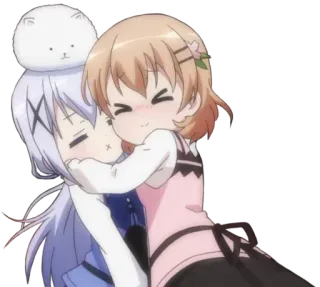 🤗 Anime, Słodkie, Przytulanie, Przyjaźń, Kreskówka, Kawaii, Dziewczyny telegram sticker