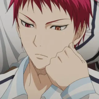 😶 Akashi Seijuro Kuroko's Basketball 애니메이션, 농구, 빨간 머리, 캐릭터, 진지한 telegram sticker