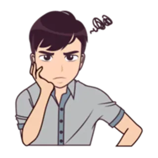 🙇 kartun, marah, frustrasi, pria, berpikir telegram sticker