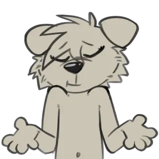😗 furry, shrug, anthropomorphic, dog, confused, cartoon, cute whatsapp sticker