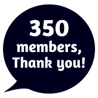😵 350 members, Thank you! membros, obrigado, celebração, marco, comunidade telegram sticker