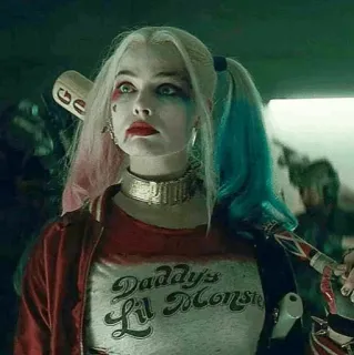 😐 Harley Quinn Suicide Squad Daddy's Lil Monster harley quinn, escuadrón suicida, dc comics, villano, margot robbie, bate de béisbol telegram sticker