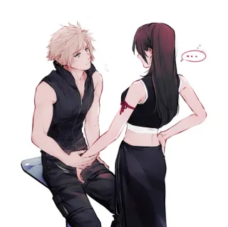 🥢 Cloud Strife Final Fantasy VII anime, video game, final fantasy, cloud strife, tifa lockhart, fan art telegram sticker