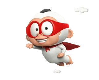 🦸‍♂️ cartoon, flying, superhero, monkey, red, white whatsapp sticker