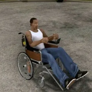 🤨 CJ Grand Theft Auto: San Andreas video game, gta, grand theft auto, cj, wheelchair telegram sticker