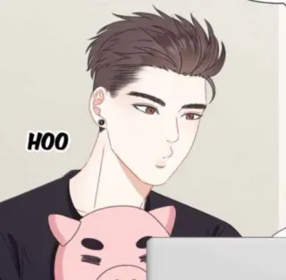 🐽 HOO homme, animé, cochon, dessin animé whatsapp sticker