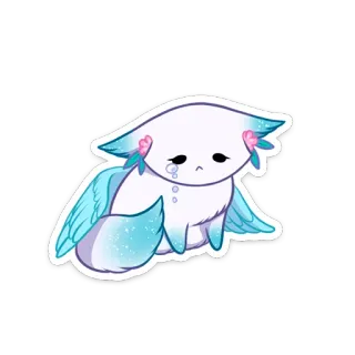 😢 mono, alado, criatura, triste, anime, dibujos animados telegram sticker
