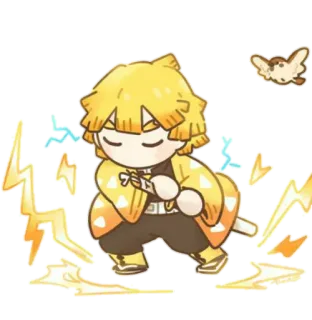 ⚡️ Zenitsu Agatsuma Demon Slayer Zenitsu Agatsuma, Demon Slayer, Anime, Manga, Personaggio, Fulmine telegram sticker