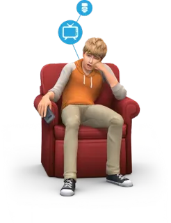 😪 sims, bored, tv, tired, armchair telegram sticker