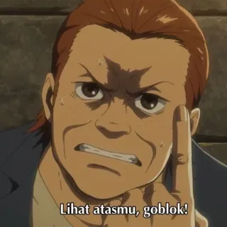 🌟 Lihat atasmu, goblok! Anime, Bravo, Apontando, Ofensivo, Insulto, Goblin telegram sticker