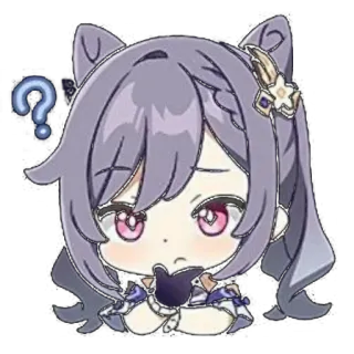 😚 Keqing Genshin Impact Anime, Orejas de gato, Chica, Linda, Signo de interrogación, Genshin Impact, Keqing telegram sticker