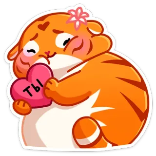 ❤ Ты แมว, สีส้ม, หัวใจ, น่ารัก, ความรัก, การ์ตูน telegram sticker