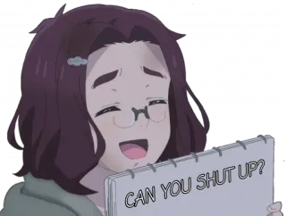 🛑 CAN YOU SHUT UP? อนิเมะ, หุบปาก, การ์ตูน, ตลก, ผู้หญิง, แว่นตา telegram sticker