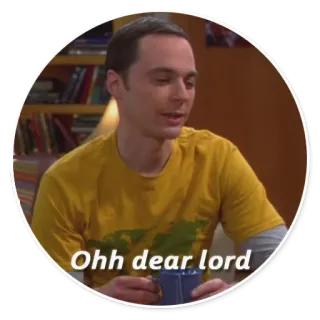 🙏 Sheldon Cooper The Big Bang Theory Ohh dear lord Sheldon, The Big Bang Theory, serie tv, sitcom, Dios mío, gracioso, meme whatsapp sticker