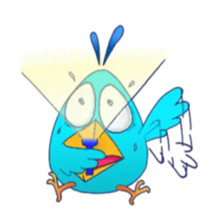 😱 oiseau, dessin animé, bleu, transpiration, angoissé telegram sticker