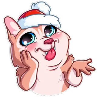 😋 chat, noël, bonnet père noël, mignon, dessin animé, autocollant telegram sticker