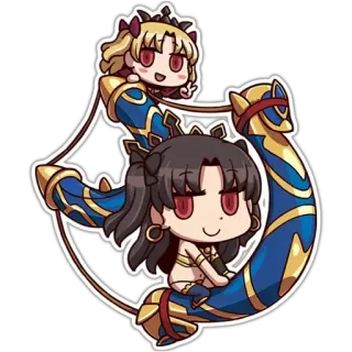 😀 Ishtar Fate/Grand Order Animé, Chibi, Dessin animé, Archer, Jeu vidéo, Femme telegram sticker