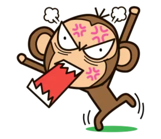 🐵 โกรธ, การ์ตูน, ลิง, สีหน้า, ภาพประกอบ telegram sticker