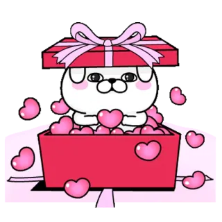 🎁 犬, ギフト, ハート, かわいい, 愛, 漫画, ピンク telegram sticker