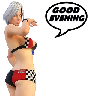 🌗 GOOD EVENING phụ nữ, đồ bơi, chào buổi tối, lời chào telegram sticker