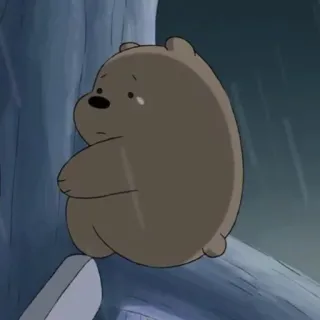 😞 Grizz We Bare Bears desenho animado, urso, triste, sentado, árvore, sozinho, We Bare Bears, Grizz telegram sticker