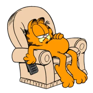 😑 Garfield cat, cartoon, lazy, orange, tv whatsapp sticker