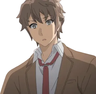 😰 Anime, Charakter, braune Haare, Anzug, Krawatte telegram sticker