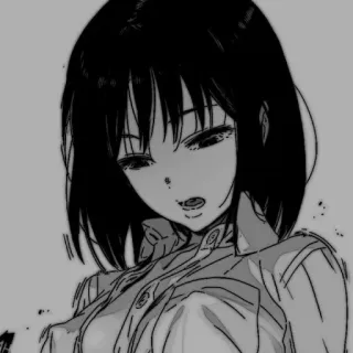 ⌨️ 动漫, 漫画, 女孩, 黑白, 肖像 telegram sticker