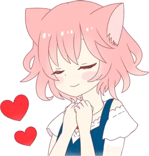☺️ Anime, Ragazza gatto, Cuori, Kawaii, Carino telegram sticker