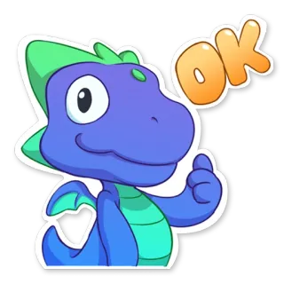👍 OK Drache, OK, süß, Cartoon, Aufkleber whatsapp sticker