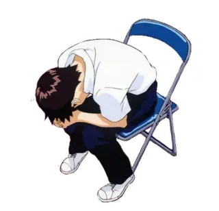 😣 Shinji Ikari Neon Genesis Evangelion anime, depression, sad, chair, evangelion, shinji, ikari telegram sticker