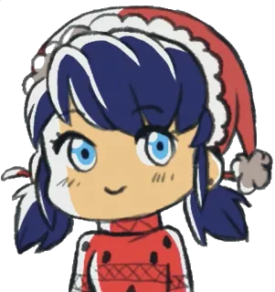 🙂 Noël, chapeau, dessin animé, mignon, personnage, illustration, coccinelle, anime telegram sticker
