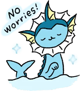 👍 Vaporeon No worries! покемон, милый, отдых, вапореон, водяной тип telegram sticker