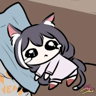 ❤️ catgirl, crying, anime, manga, sad, tears telegram sticker