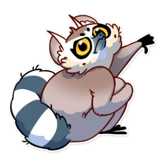 👎 キツネザル, 動物, かわいい, 漫画, ステッカー, イラスト, 哺乳類 telegram sticker