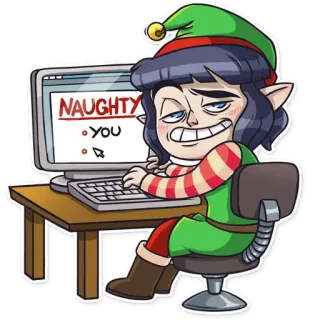 😏 NAUGHTY
YOU Natal, Elfo, Lista de travessos, Humor, Desenho animado telegram sticker