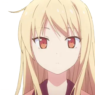😶 dziewczyna anime, blond włosy, czerwone oczy, postać z kreskówki telegram sticker