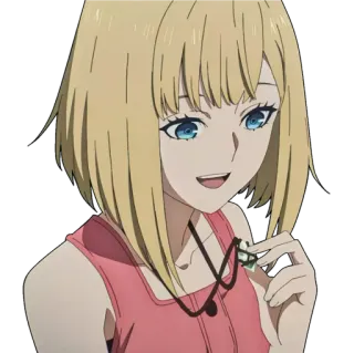 😄 Anime, Chica, Rubia, Sonriendo, Personaje telegram sticker
