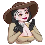 ❤️ Lady Dimitrescu Resident Evil Village jeu vidéo, Resident Evil, Lady Dimitrescu, vampire, grande femme, chapeau telegram sticker